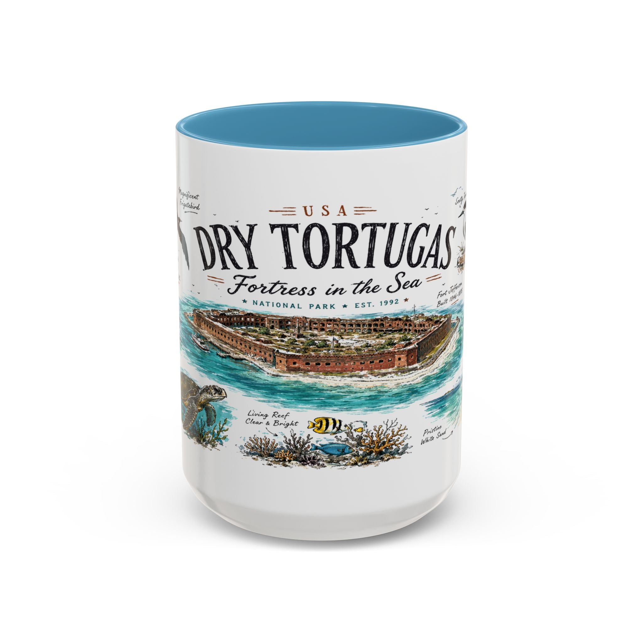 Dry Tortugas National Park Coffee Mug | Florida Island Fort Snorkeling Gift | Accent Color Ceramic 11oz 15oz