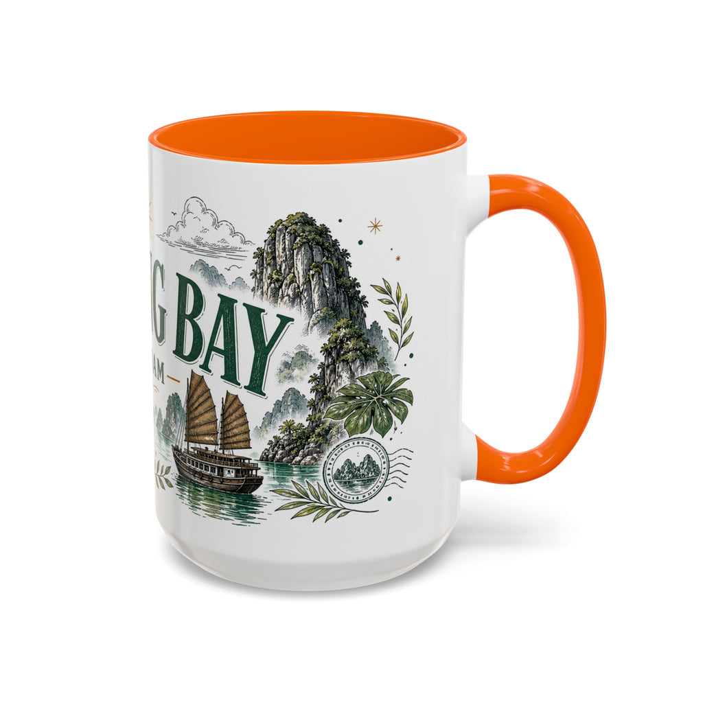 Ha Long Bay Coffee Mug | Travel Destination Souvenir Gift | Accent Color Ceramic 11oz 15oz