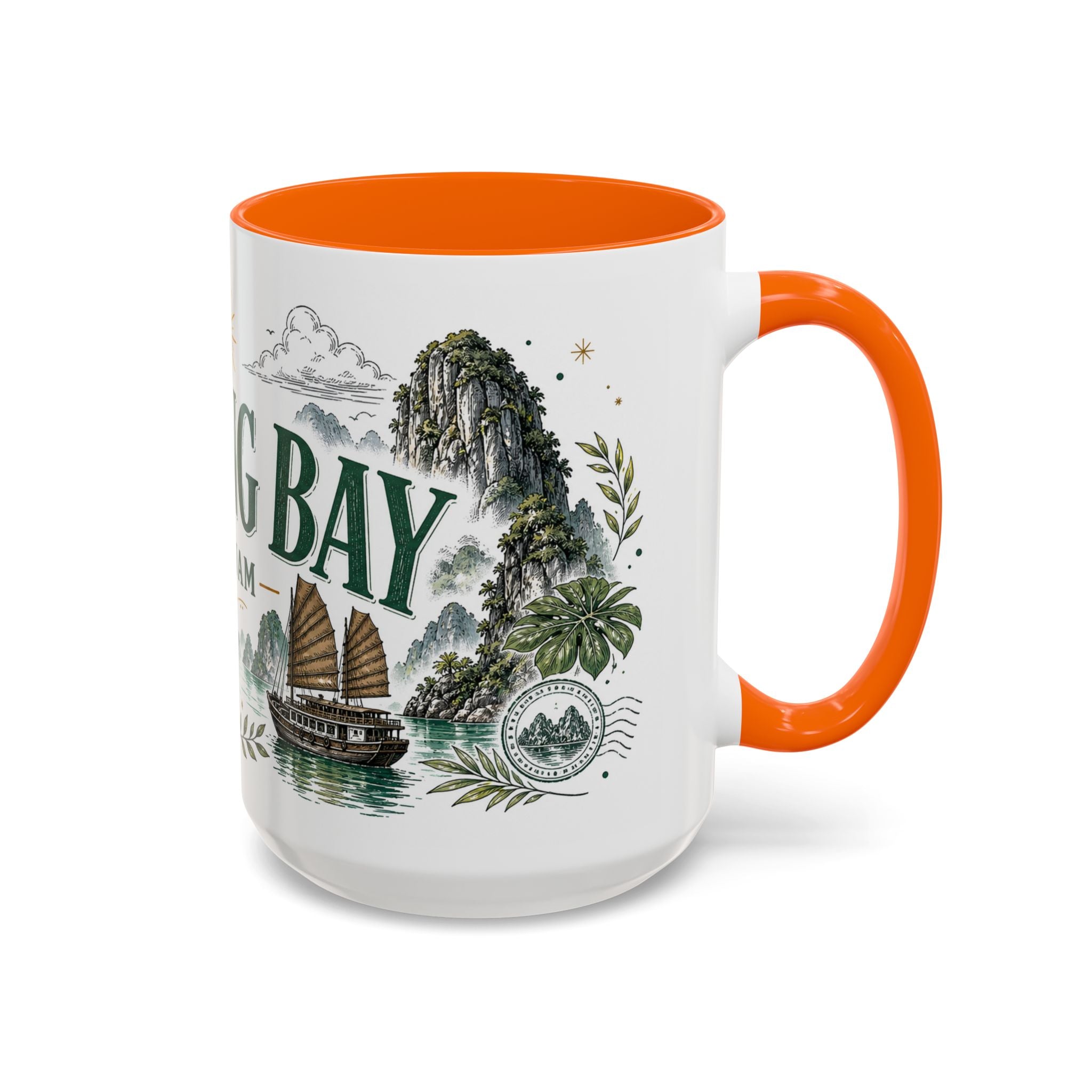 Ha Long Bay Coffee Mug | Travel Destination Souvenir Gift | Accent Color Ceramic 11oz 15oz