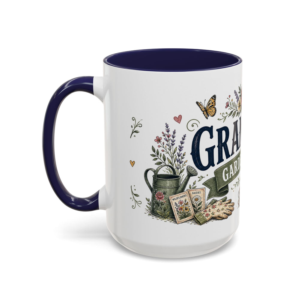 Grandma's Garden Of Love Coffee Mug | Gift From Grandkids | Accent Color Ceramic 11oz 15oz