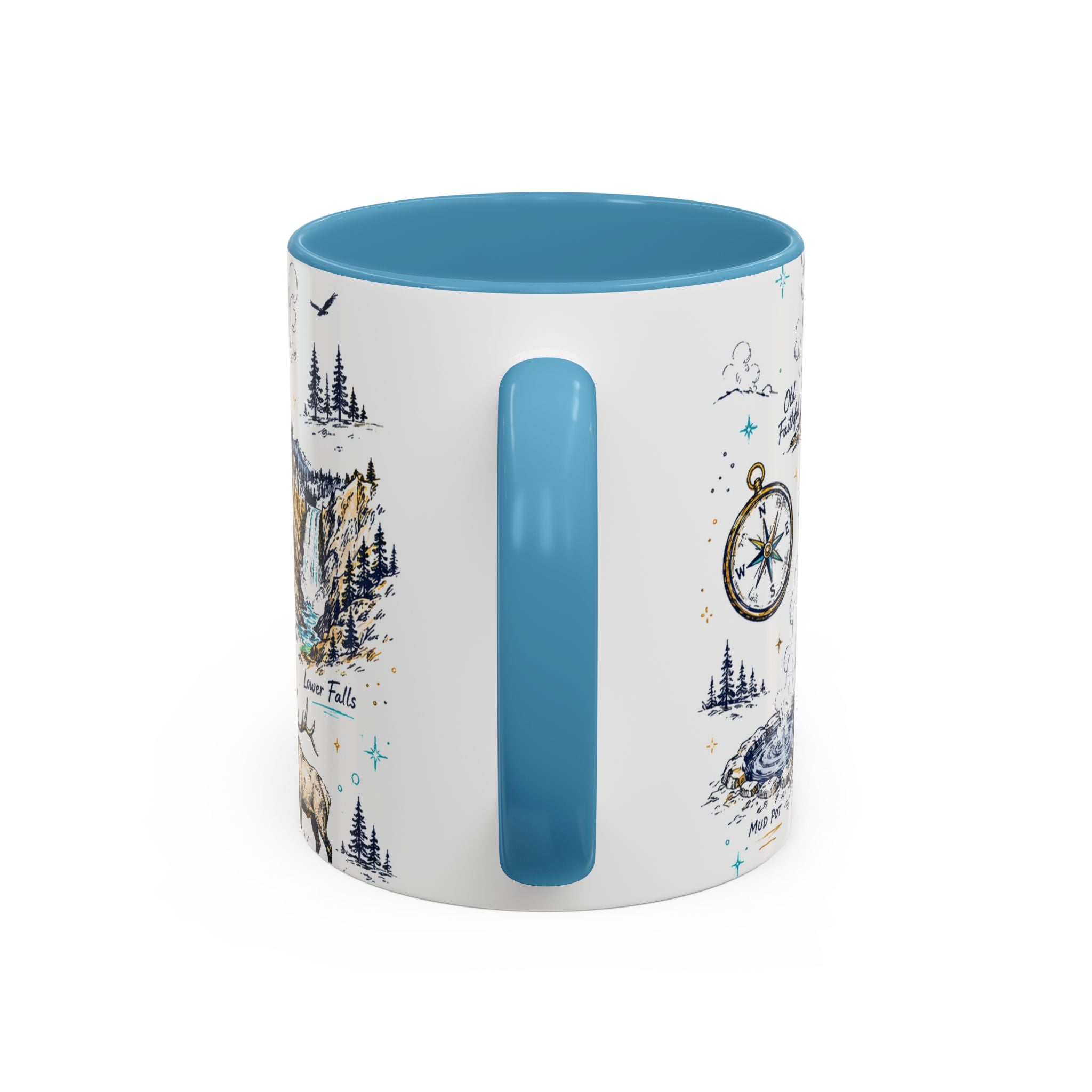 Yellowstone National Park Coffee Mug | Hiking Camping Nature Gift | Accent Color Ceramic 11oz 15oz