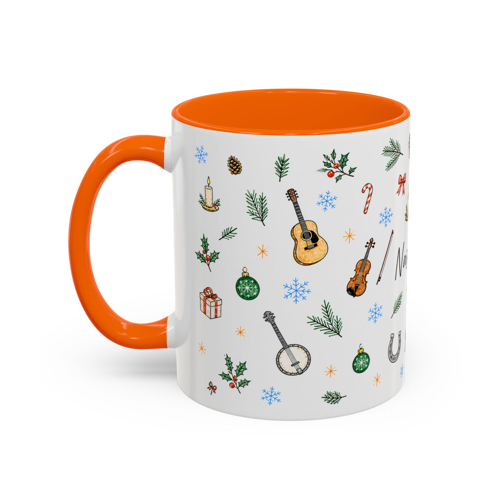 Nashville Christmas Mug | Watercolor City Souvenir, Acoustic Guitar, Harmonica (11oz 15oz)