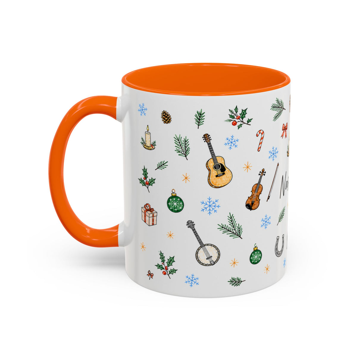 Nashville Christmas Mug | Watercolor City Souvenir, Acoustic Guitar, Harmonica (11oz 15oz)