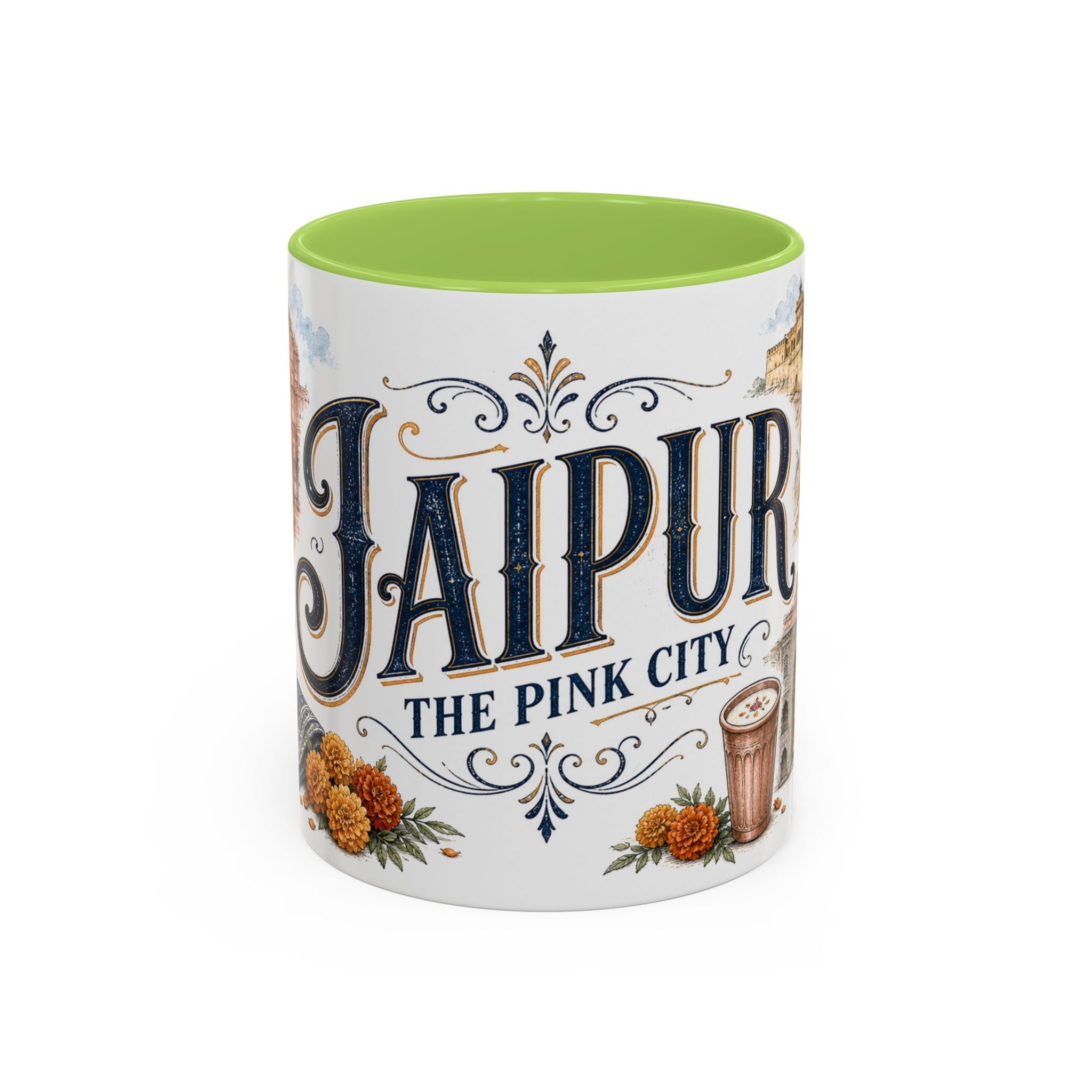 Jaipur Coffee Mug | India Travel Souvenir | Vintage Illustrated City Gift | 11 oz 15 oz Accent Mug