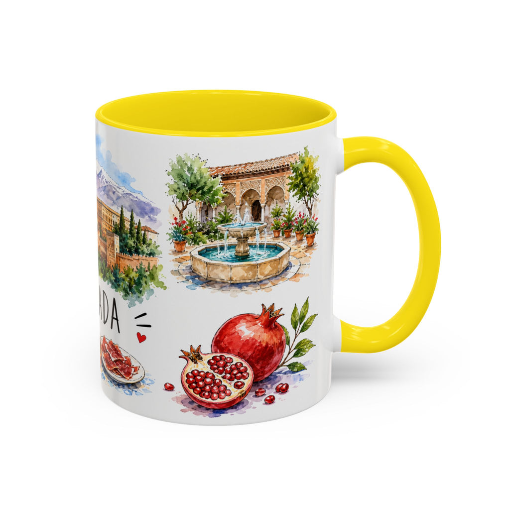 Granada Illustrated Travel Mug | City Souvenir Accent Coffee Mug | 11oz 15oz Ceramic Cup