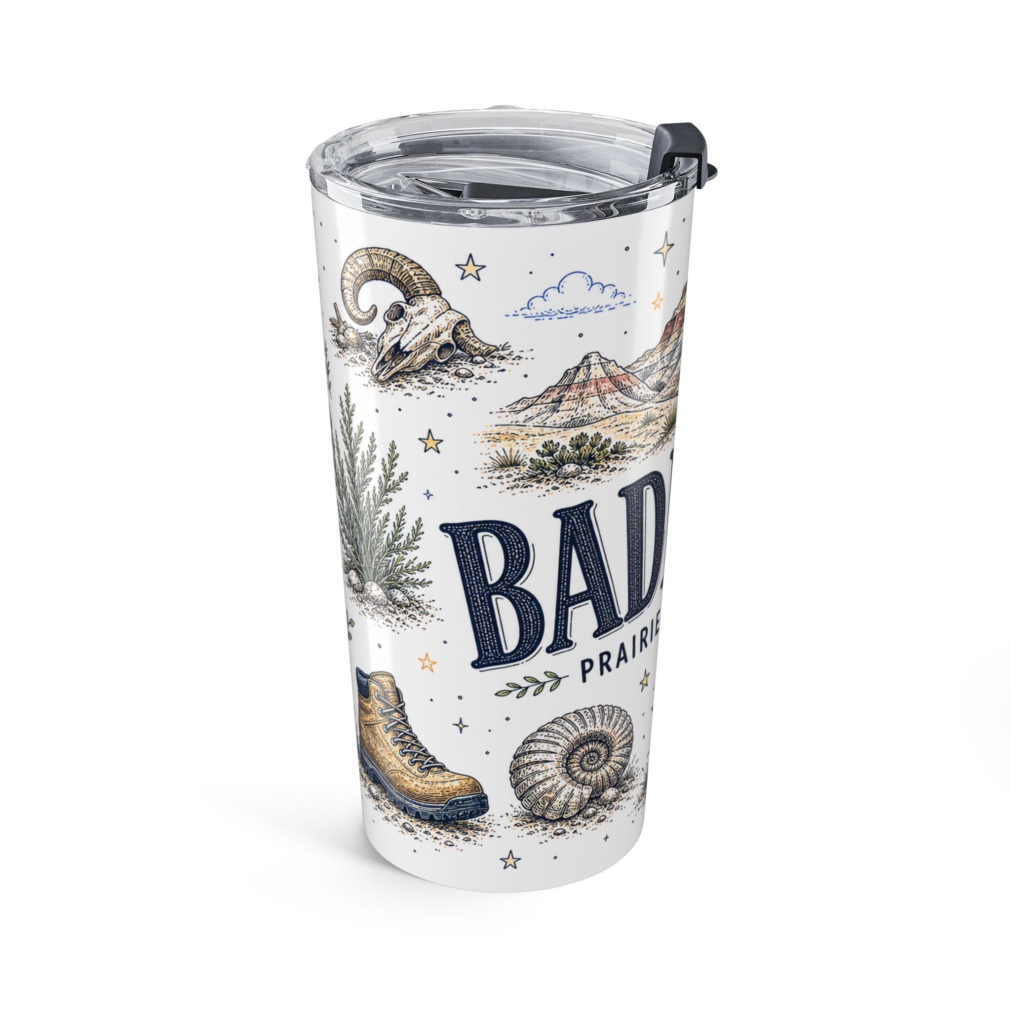 Badlands National Park 20oz Tumbler | South Dakota Prairie Fossil Hiking Gift | Insulated Stainless Steel Travel Cup