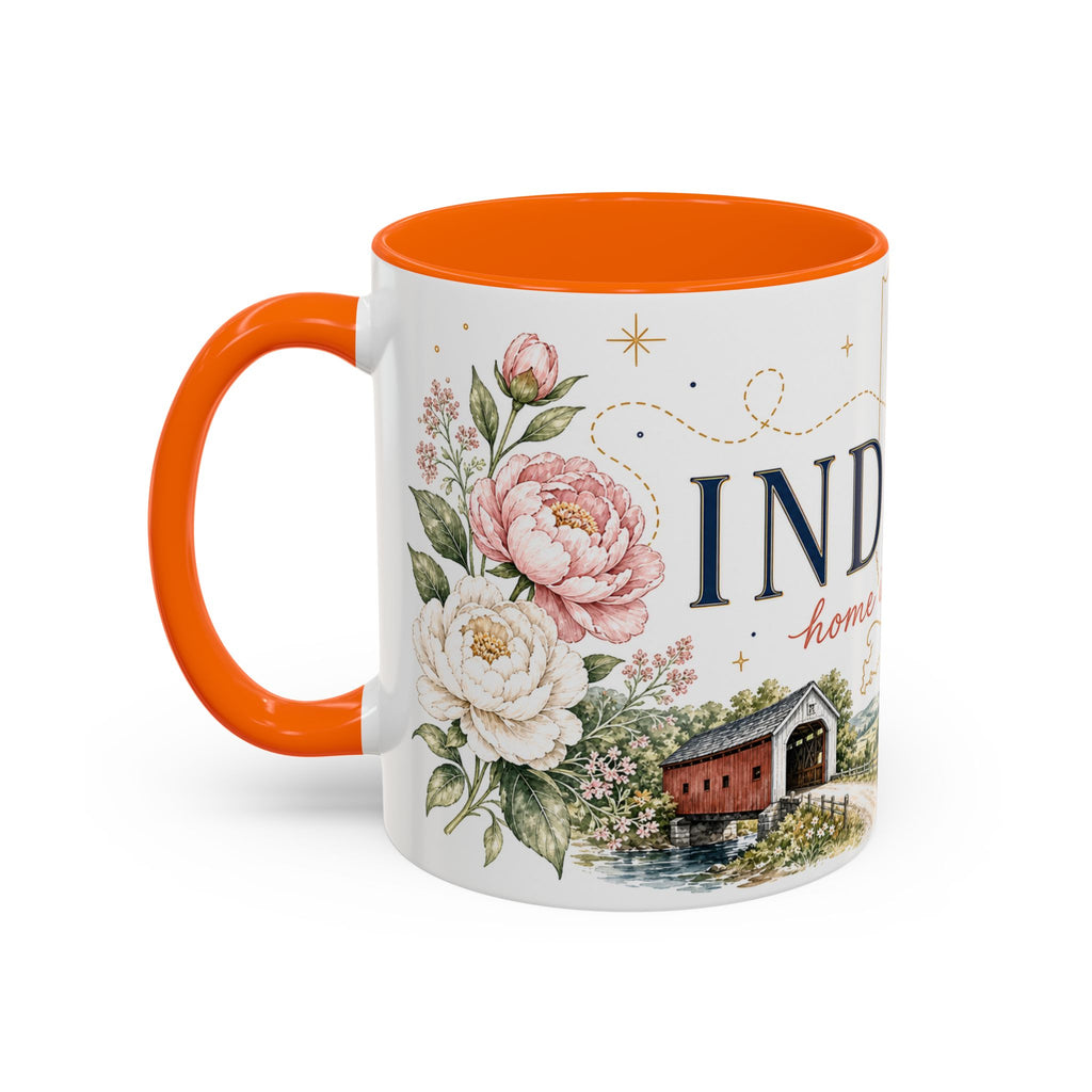 Indiana State Mug | Moving Away, Long Distance Friendship Gift | Botanical Map Accent Cup
