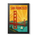 San Francisco United States Framed Poster | Vintage Travel Wall Art | Black Walnut White Frame | 16x24 20x30