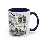 Olympic Coffee Mug | National Park Hiking Rainforest Gift | Accent Color Ceramic 11oz 15oz