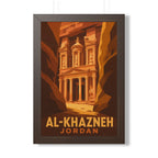 Al-Khazneh Petra Jordan Framed Poster | Vintage Travel Wall Art | Black Walnut White Frame | 16x24 20x30