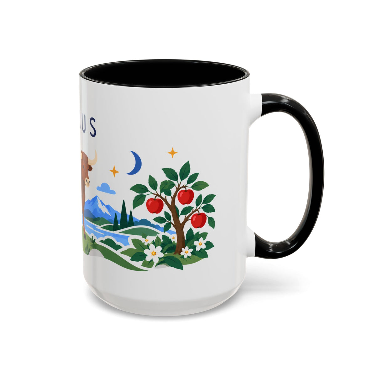 Taurus Zodiac Coffee Mug | Bull and Rose Design | Astrology Birthday Gift | 11 oz 15 oz Ceramic Accent Mug