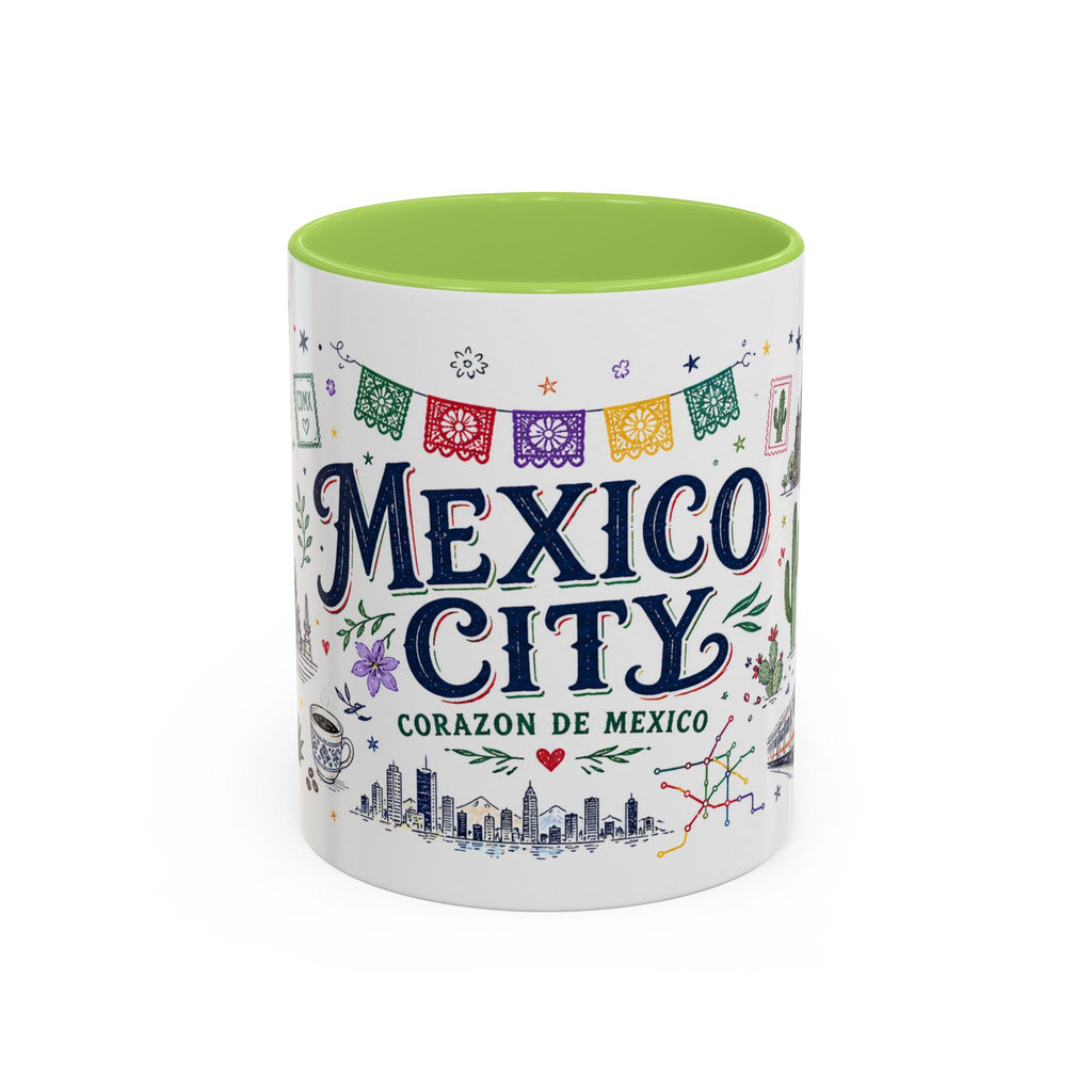 Mexico City Coffee Mug | Mexico Souvenir Travel Gift | Accent Color Ceramic 11oz 15oz