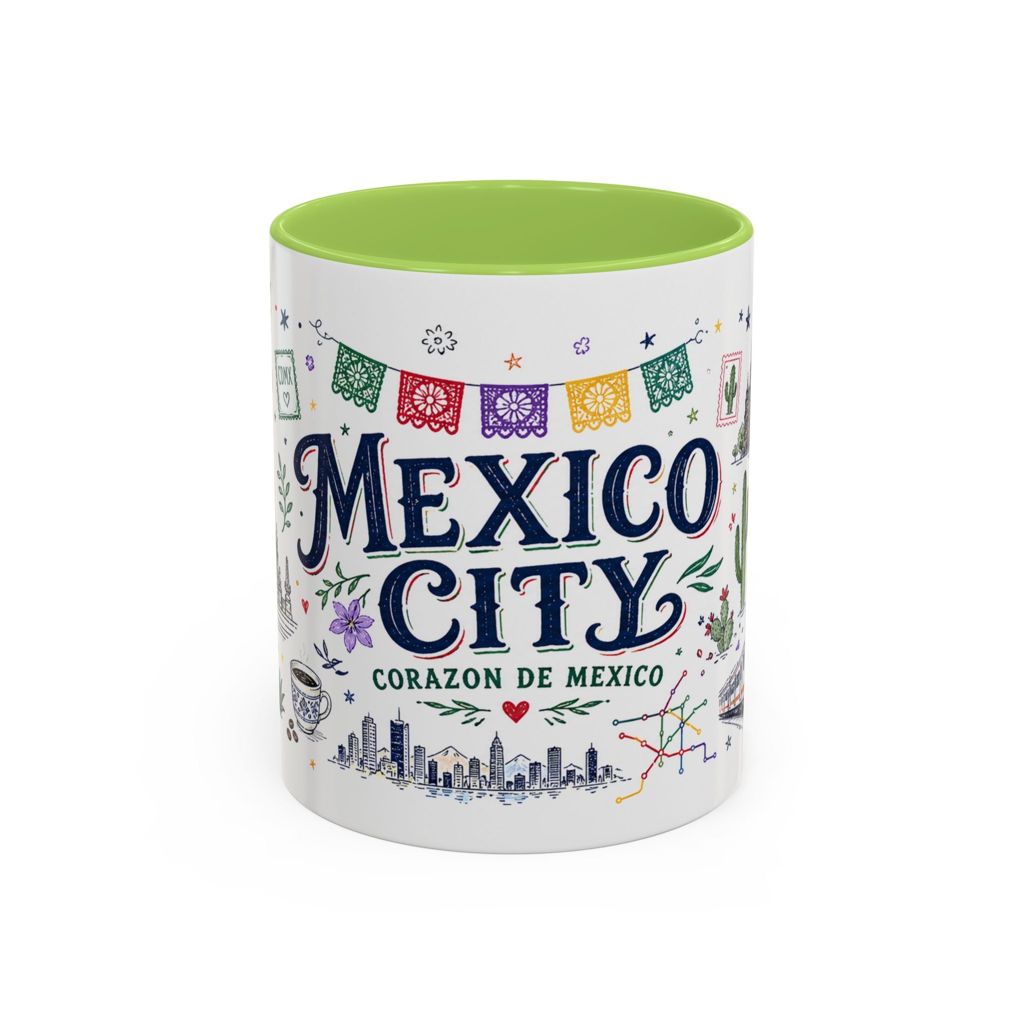 Mexico City Coffee Mug | Mexico Souvenir Travel Gift | Accent Color Ceramic 11oz 15oz