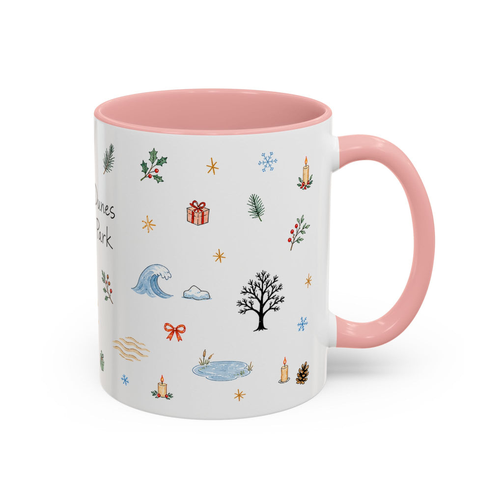 Indiana Dunes National Park Christmas Mug | Watercolor Travel Souvenir | Holiday Gift | Accent Ceramic Coffee Cup 11oz 15oz
