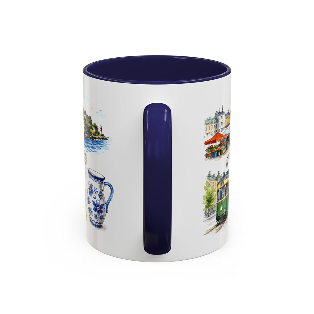 Helsinki Illustrated Travel Mug | City Souvenir Accent Coffee Mug | 11oz 15oz Ceramic Cup
