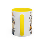 Teacher Fuel Coffee Mug | Powered by Coffee and Wine Funny Gift | Accent Color Ceramic 11oz 15oz