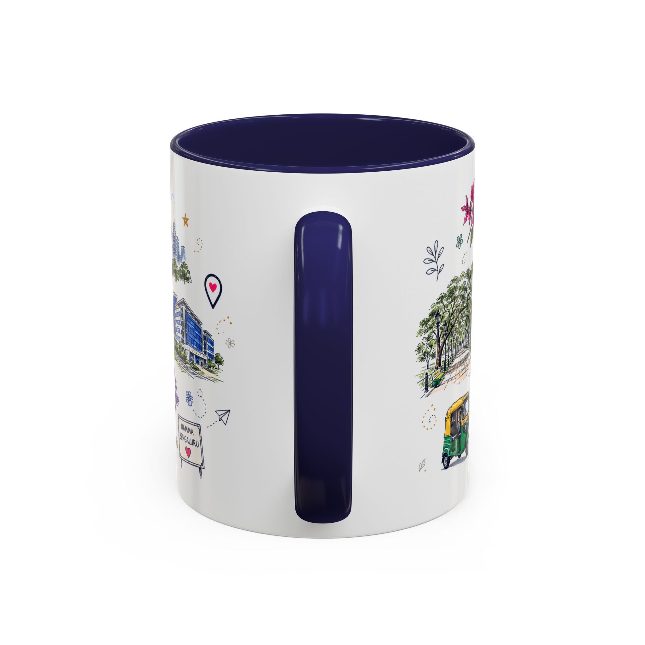 Bangalore Coffee Mug | India Souvenir Travel Gift | Accent Color Ceramic 11oz 15oz