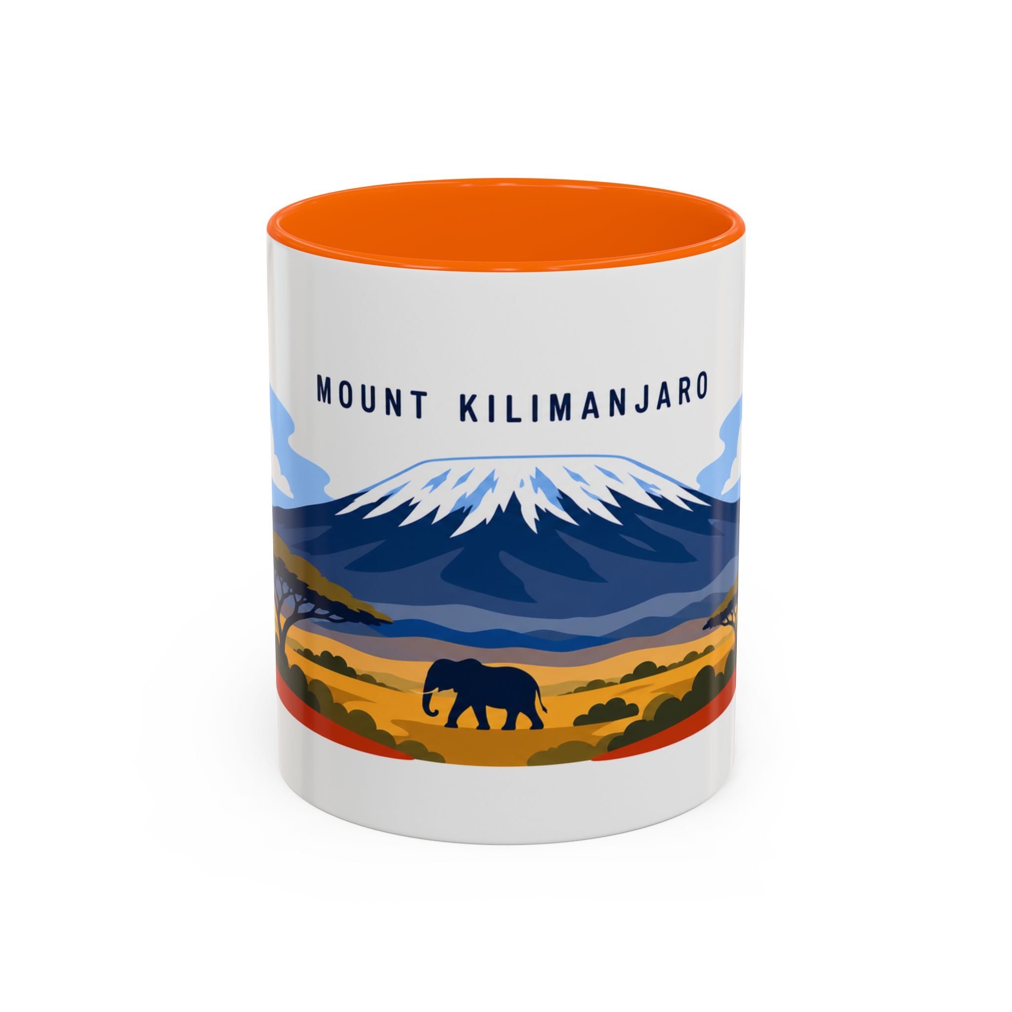 Mount Kilimanjaro Coffee Mug | Travel Destination Souvenir Gift | Accent Color Ceramic 11oz 15oz