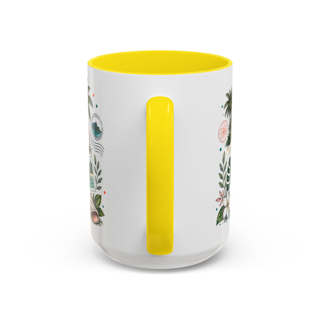 Tahiti Coffee Mug | Travel Destination Souvenir Gift | Accent Color Ceramic 11oz 15oz