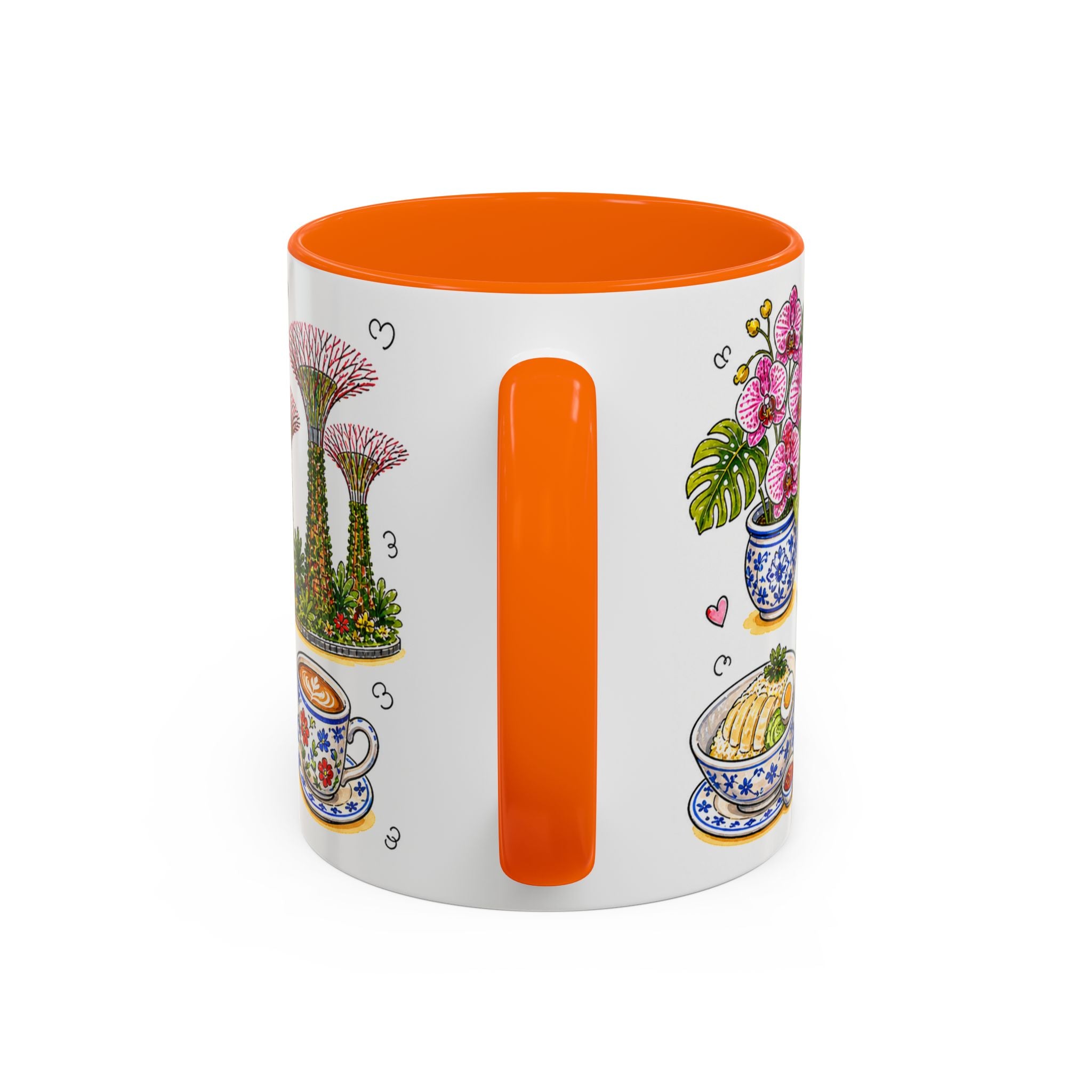 Singapore Illustrated Travel Mug | City Souvenir Accent Coffee Mug | 11oz 15oz Ceramic Cup