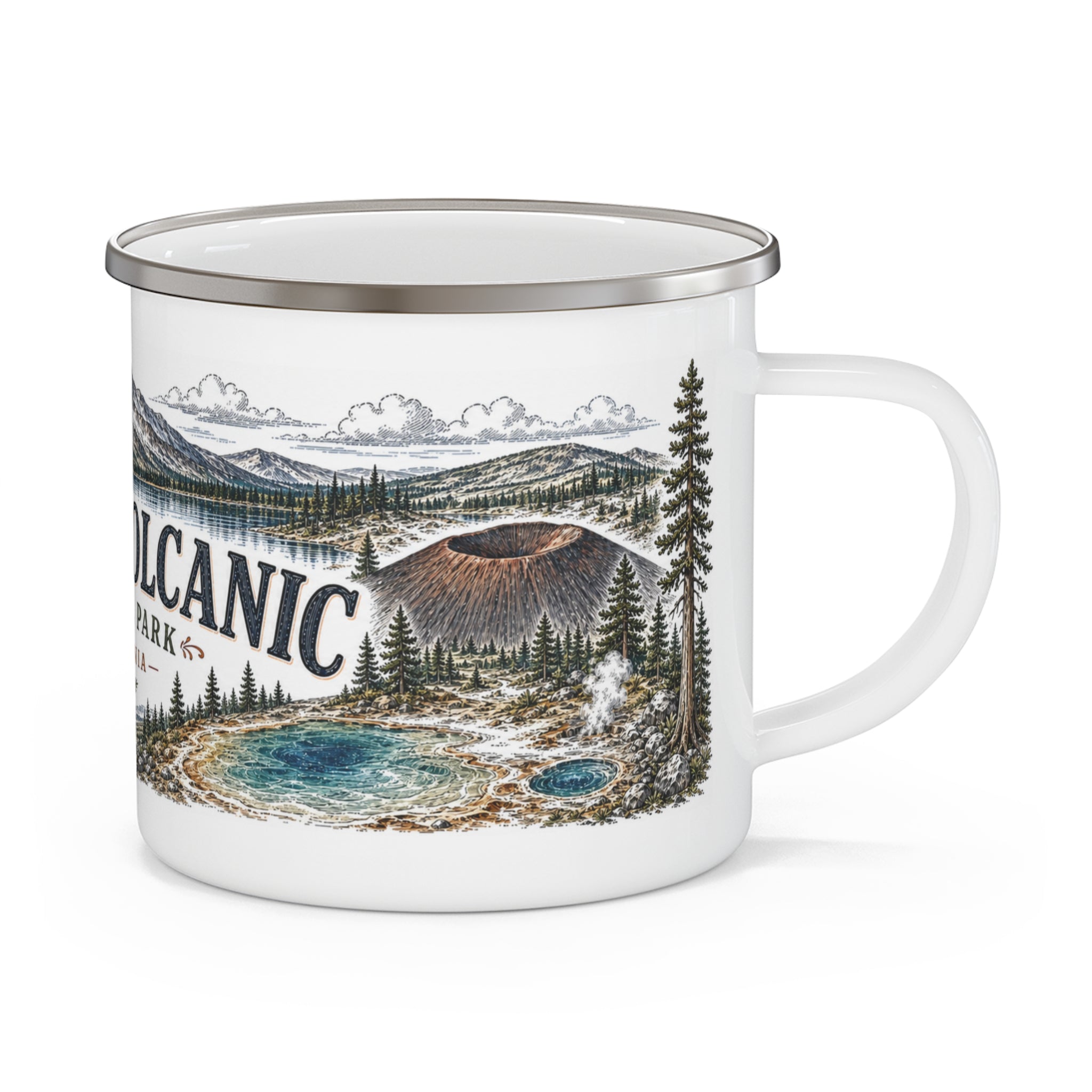 Lassen Volcanic National Park Vintage Enamel Camping Mug | 12oz National Park Hiking Gift