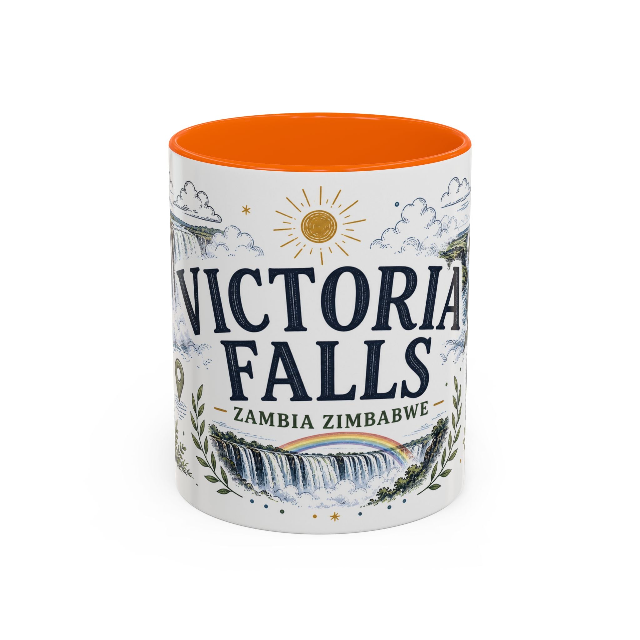 Victoria Falls Coffee Mug | Travel Destination Souvenir Gift | Accent Color Ceramic 11oz 15oz