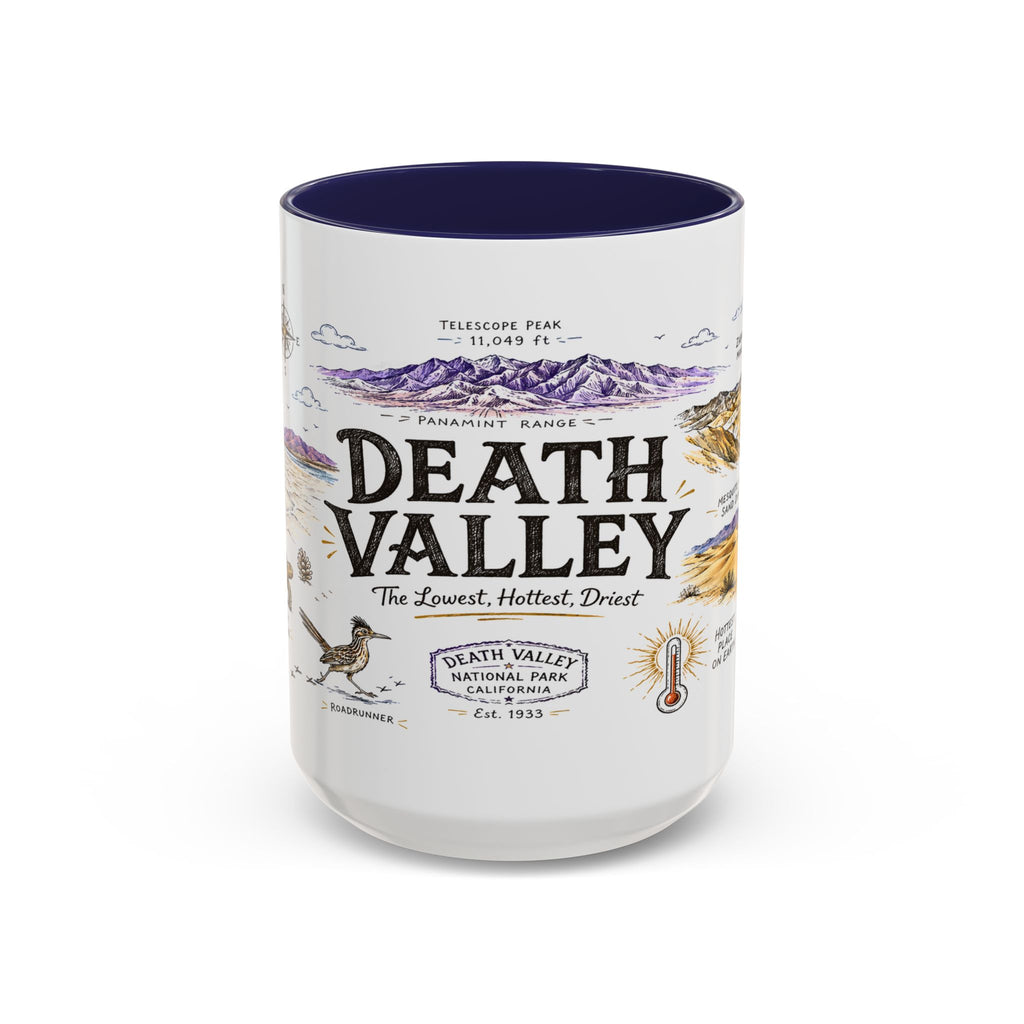 Death Valley National Park Coffee Mug | California Desert Hiking Camping Gift | Accent Color Ceramic 11oz 15oz