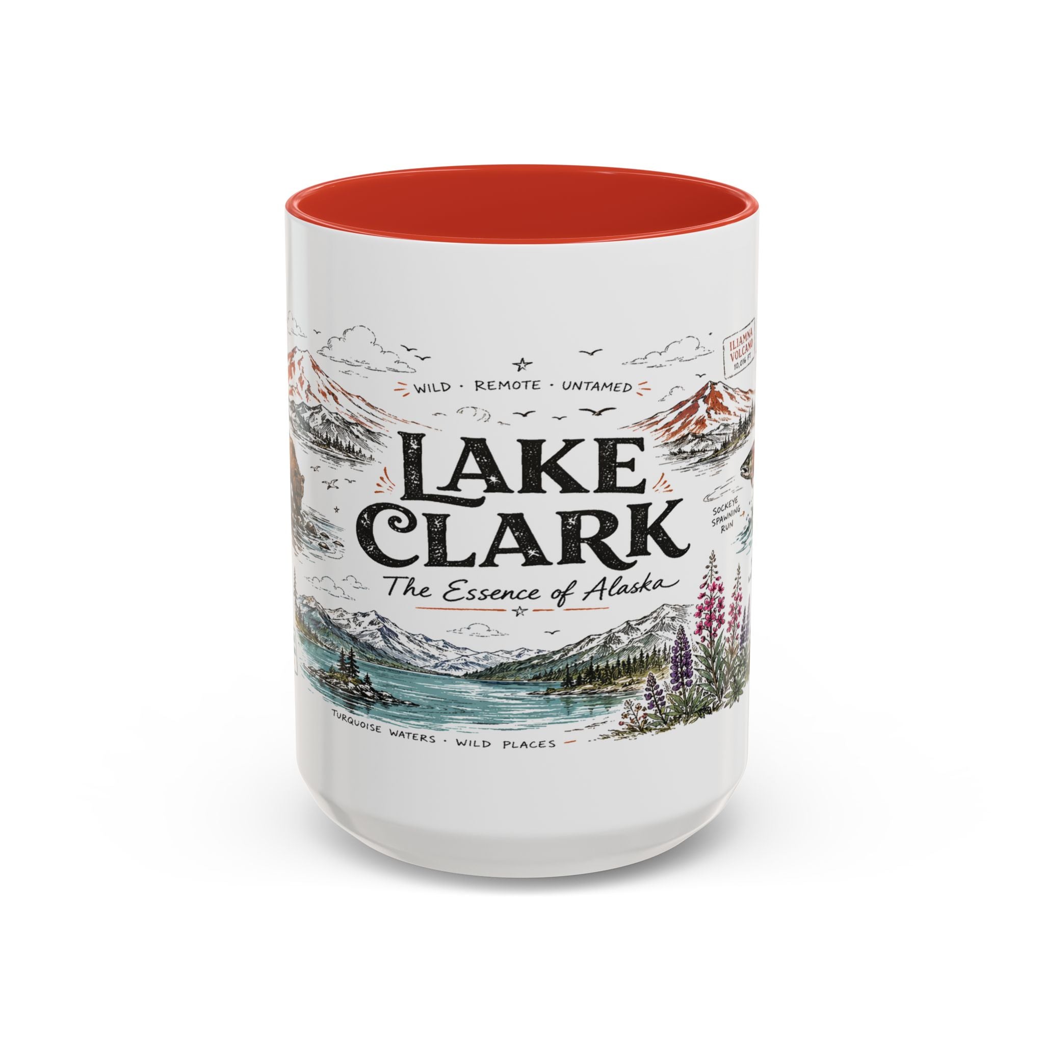 Lake Clark National Park Coffee Mug | Alaska Fly-in Wilderness Adventure Gift | Accent Color Ceramic 11oz 15oz