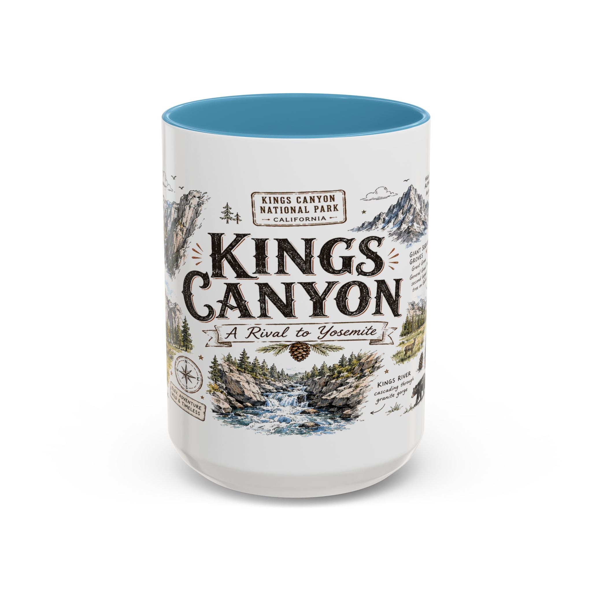 Kings Canyon National Park Coffee Mug | California Sierra Nevada Sequoia Gift | Accent Color Ceramic 11oz 15oz