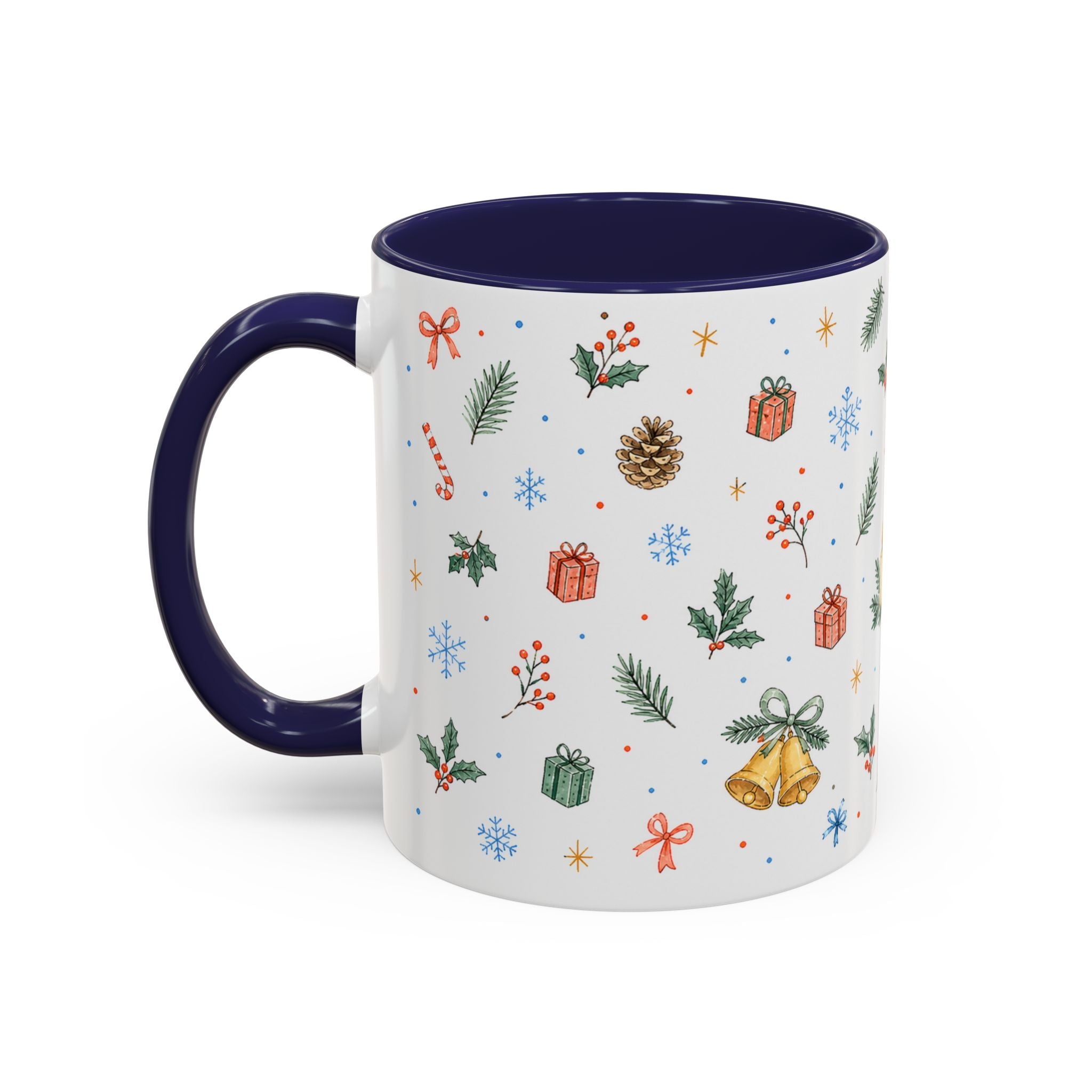 Christmas Candle Mug | Holly Wreath Watercolor Holiday Gift | Accent Cup 11oz 15oz