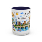 Austin Illustrated Travel Mug | City Souvenir Accent Coffee Mug | 11oz 15oz Ceramic Cup