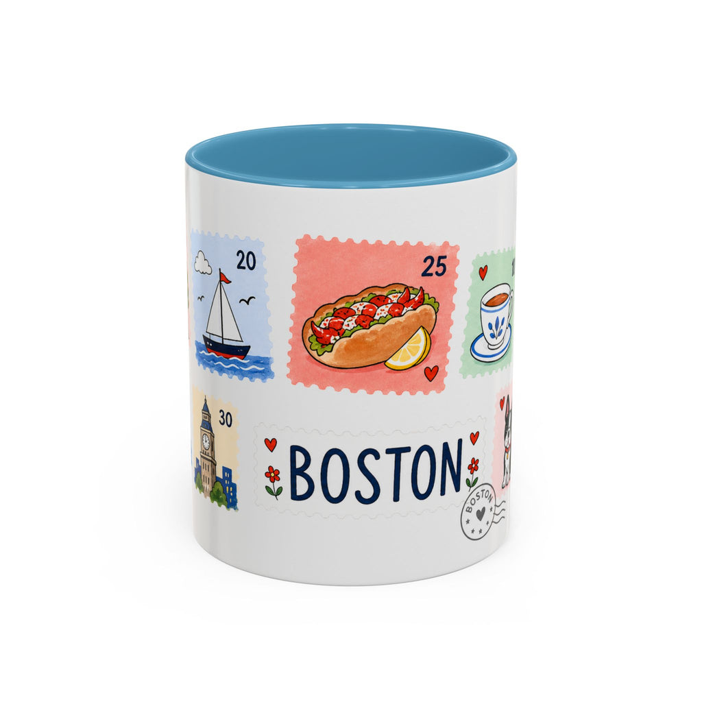 Boston Coffee Mug | Postage Stamp Collage Mug | Travel Souvenir Accent Cup 11oz 15oz