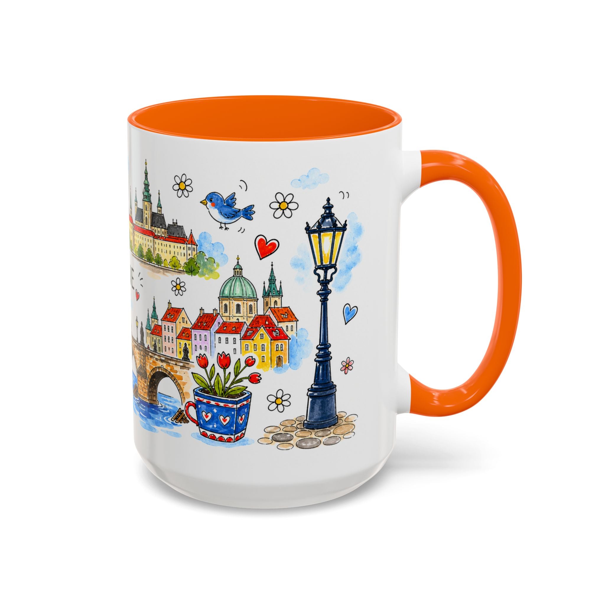 Prague Travel Mug | European City Souvenir Accent Coffee Mug | 11oz 15oz Ceramic Cup