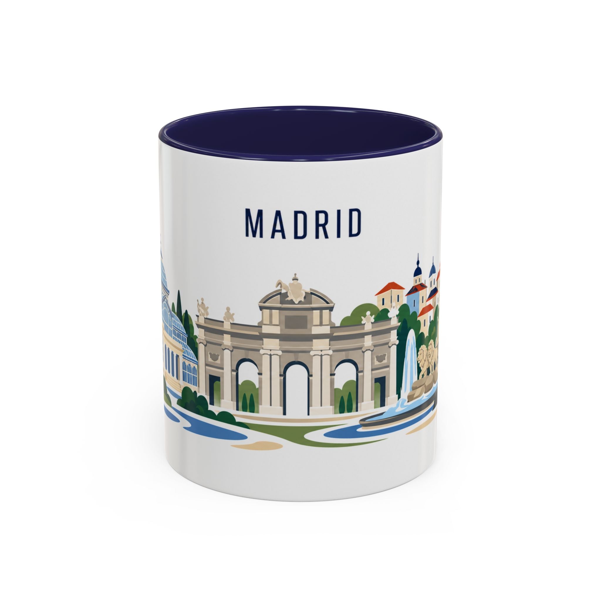 Madrid Coffee Mug | Spain Travel Souvenir | Porcelain Decal City Gift | 11oz 15oz Accent Mug