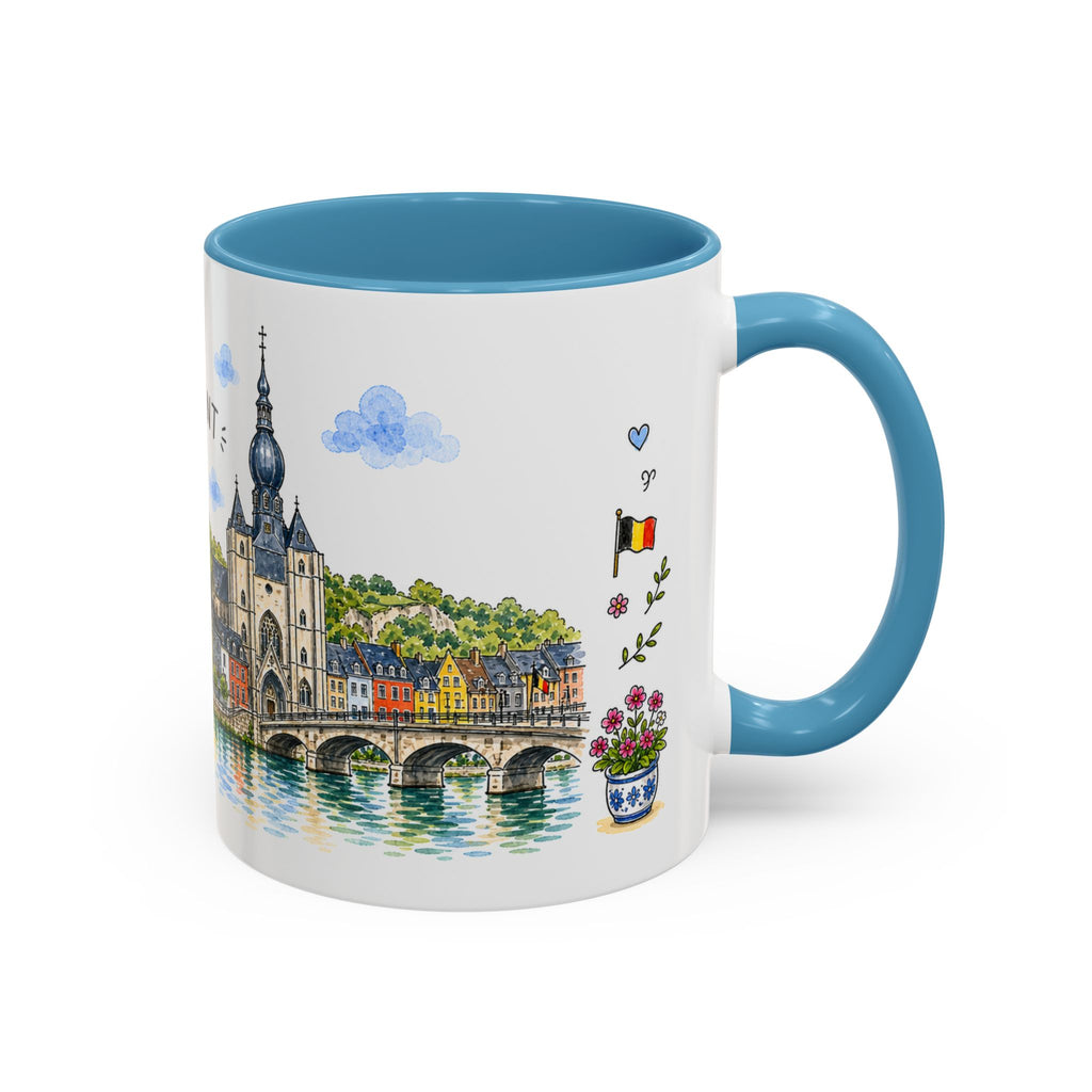 Dinant Illustrated Travel Mug | Belgium Souvenir Accent Coffee Mug | 11oz 15oz Ceramic Cup