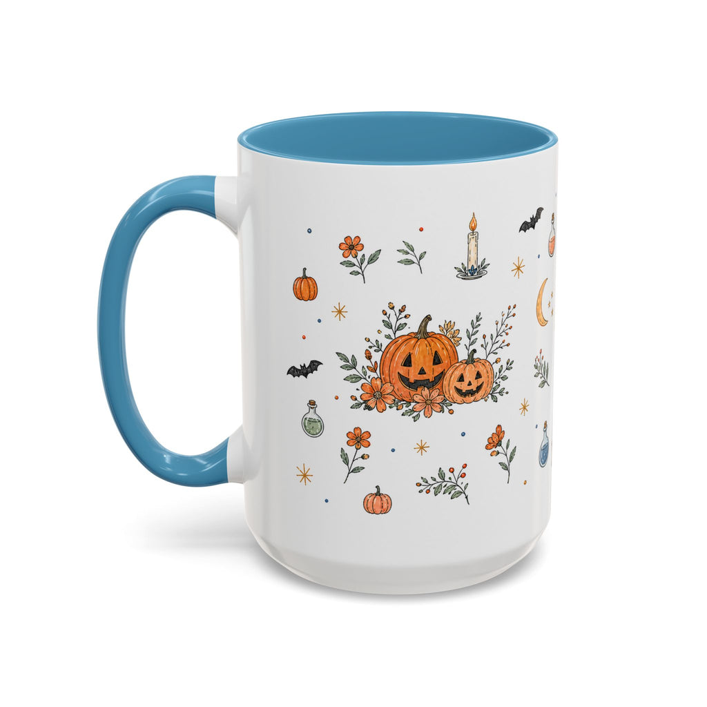 Black Cat Halloween Mug | Pumpkin Moon Watercolor Gift | Spooky Accent Cup 11oz 15oz