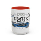 Crater Lake National Park Coffee Mug | Oregon Volcano Blue Lake Hiking Gift | Accent Color Ceramic 11oz 15oz