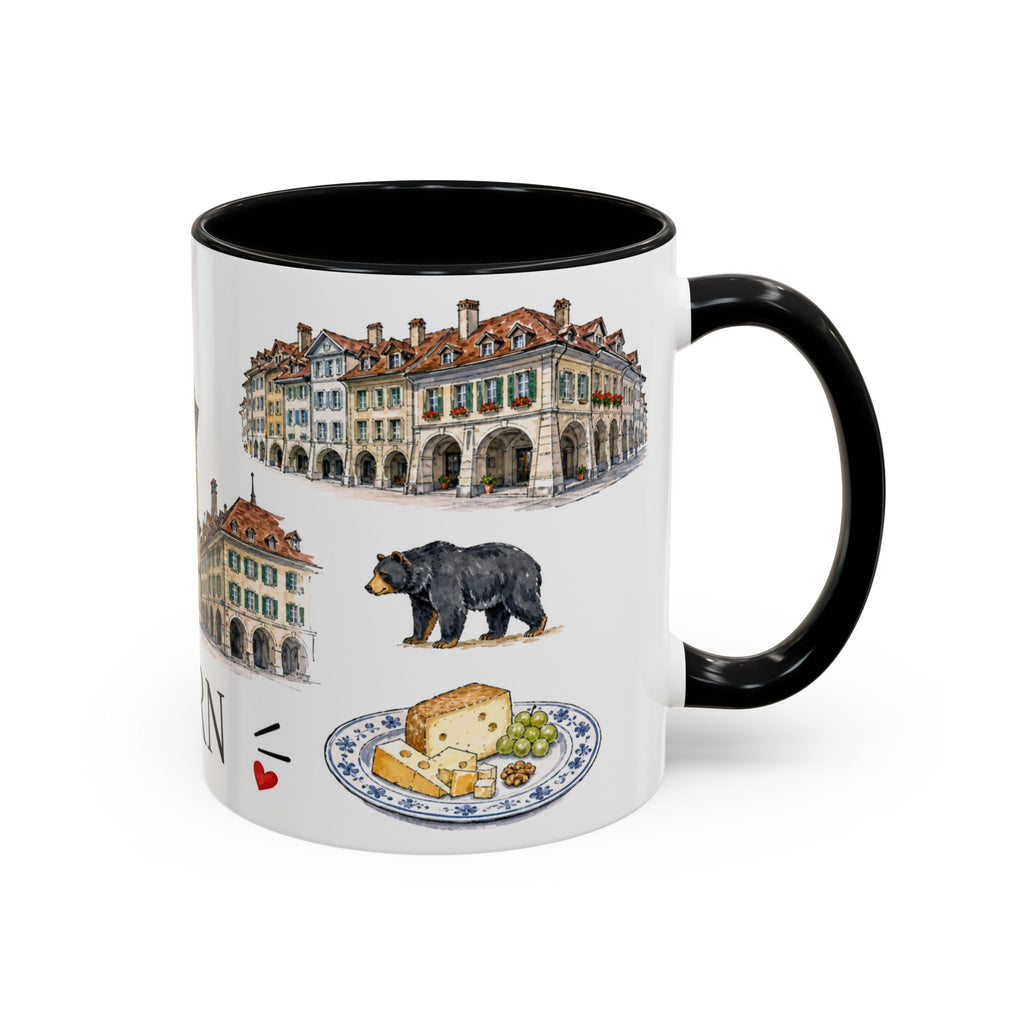 Bern Illustrated Travel Mug | City Souvenir Accent Coffee Mug | 11oz 15oz Ceramic Cup