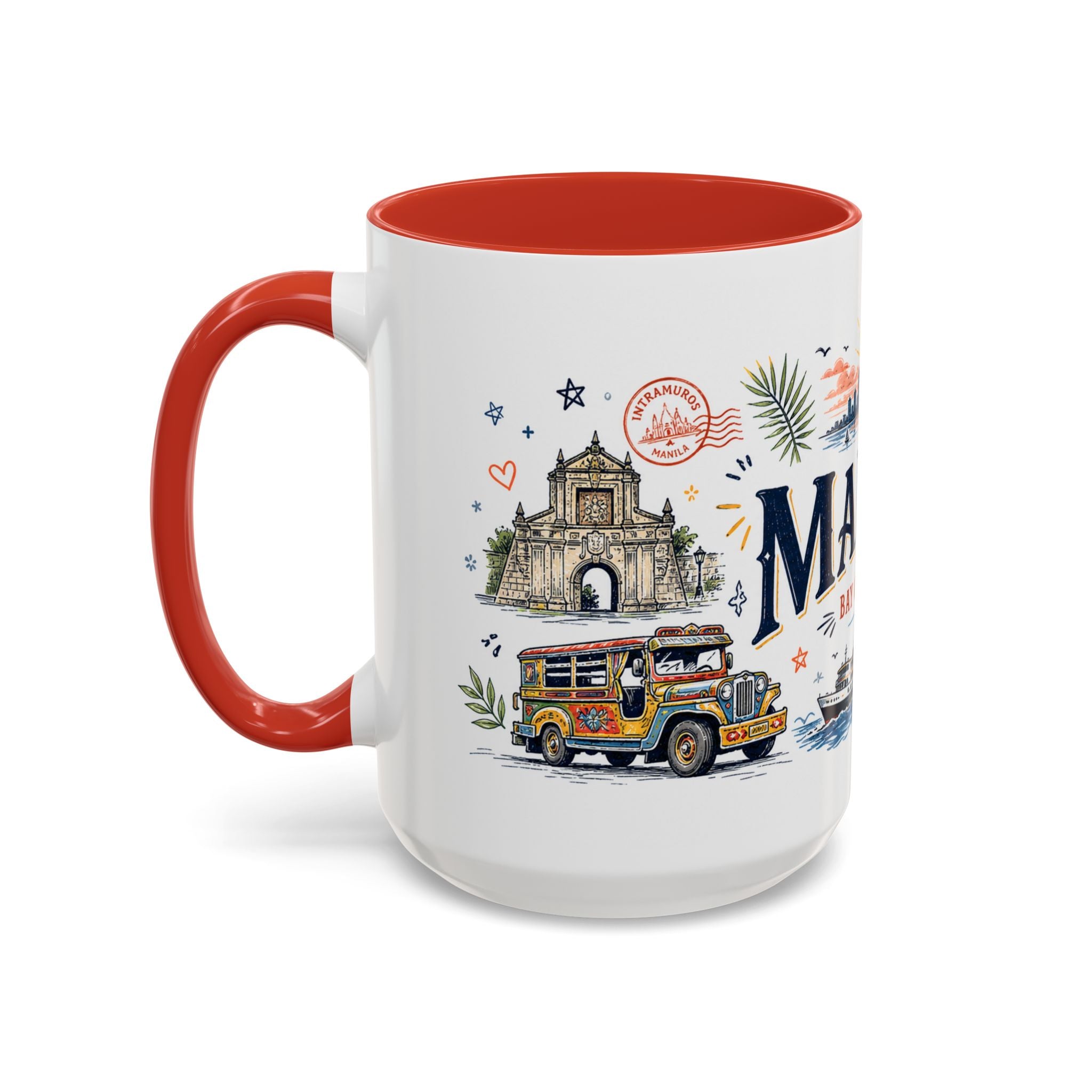 Manila Coffee Mug | Philippines Souvenir Travel Gift | Accent Color Ceramic 11oz 15oz