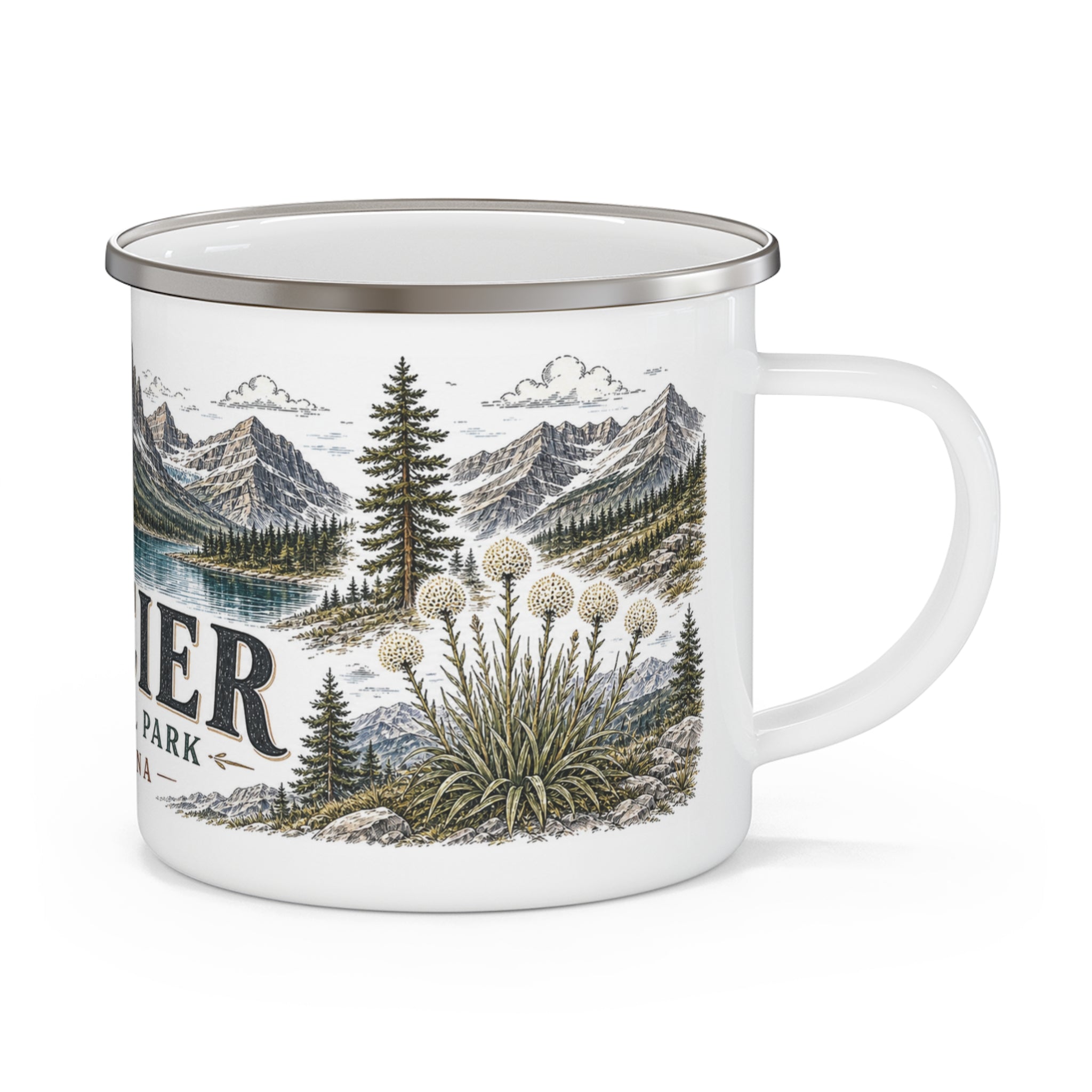 Glacier National Park Vintage Enamel Camping Mug | 12oz National Park Hiking Gift