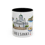 Helsinki Illustrated Travel Mug | City Souvenir Accent Coffee Mug | 11oz 15oz Ceramic Cup