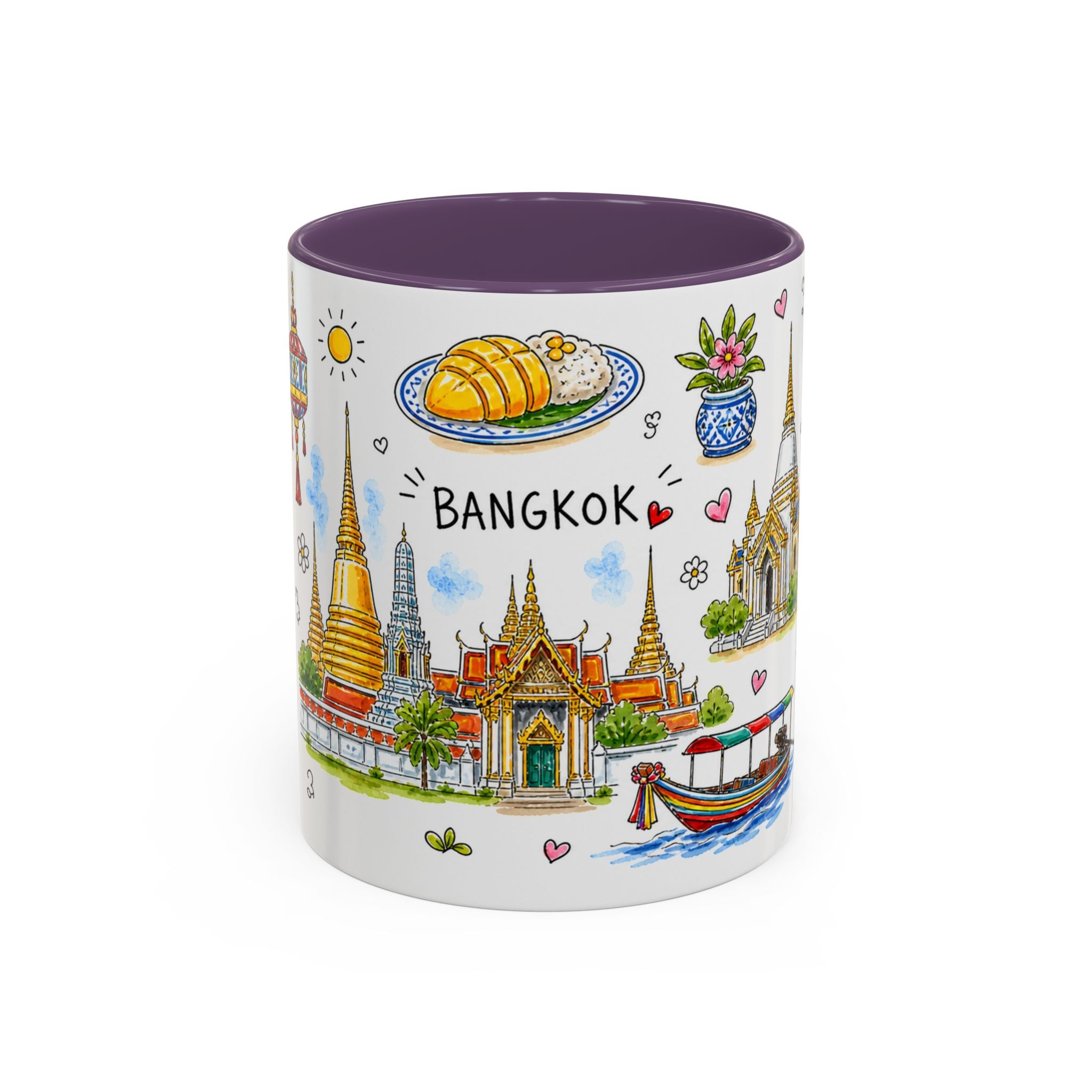 Bangkok Illustrated Travel Mug | City Souvenir Accent Coffee Mug | 11oz 15oz Ceramic Cup