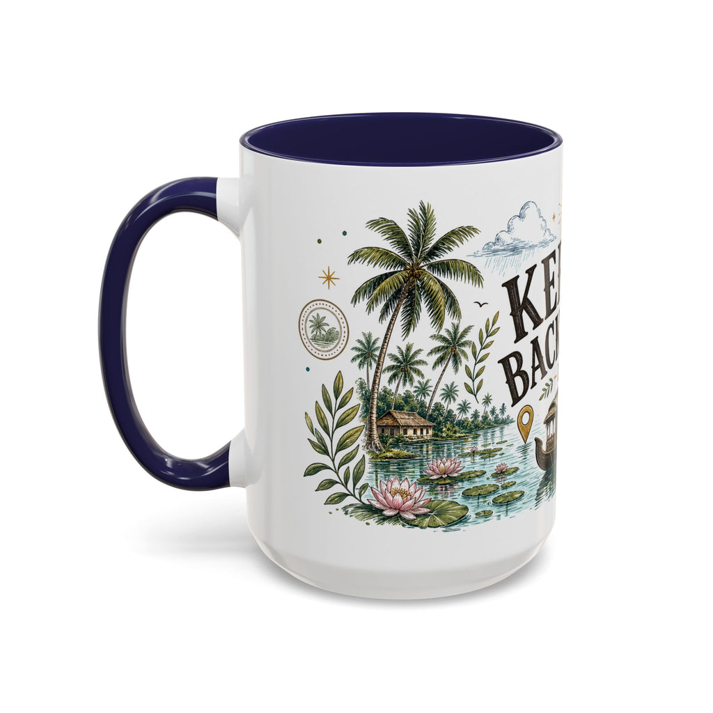 Kerala Backwaters Coffee Mug | Travel Destination Souvenir Gift | Accent Color Ceramic 11oz 15oz