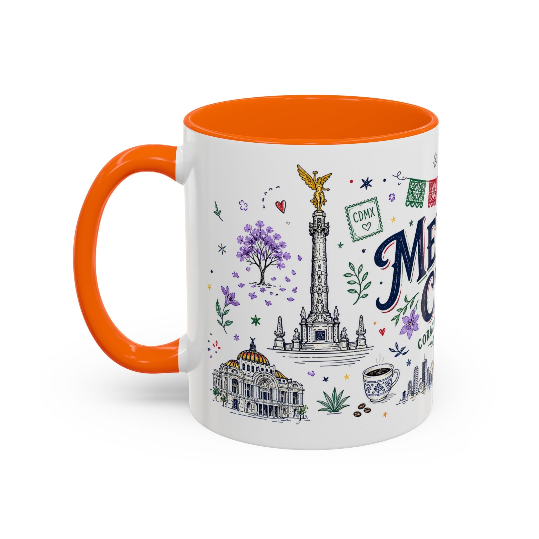 Mexico City Coffee Mug | Mexico Souvenir Travel Gift | Accent Color Ceramic 11oz 15oz