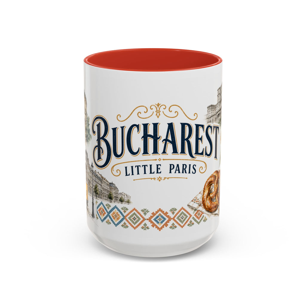 Bucharest Coffee Mug | Romania Travel Souvenir | Vintage Illustrated City Gift | 11 oz 15 oz Accent Mug