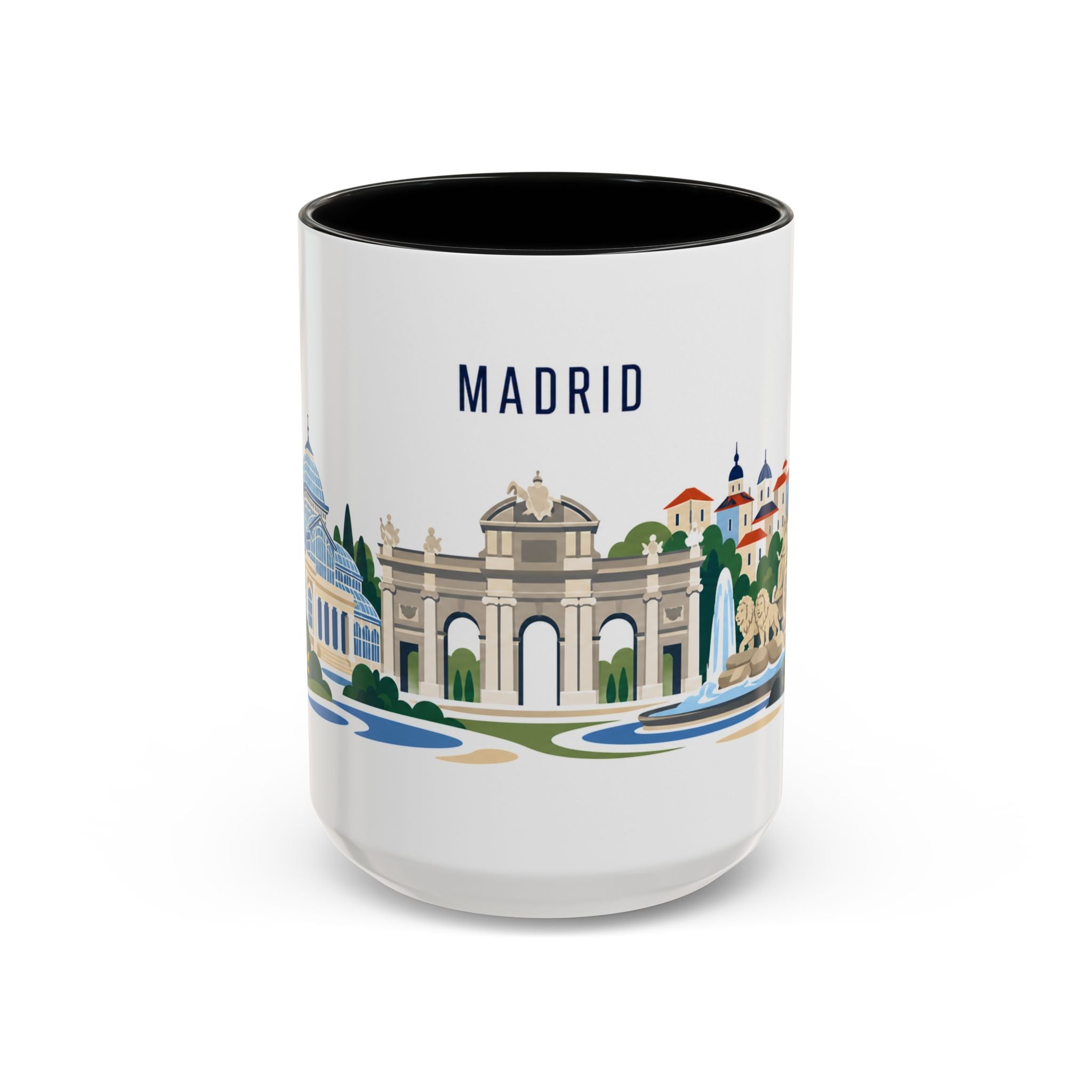 Madrid Coffee Mug | Spain Travel Souvenir | Porcelain Decal City Gift | 11oz 15oz Accent Mug