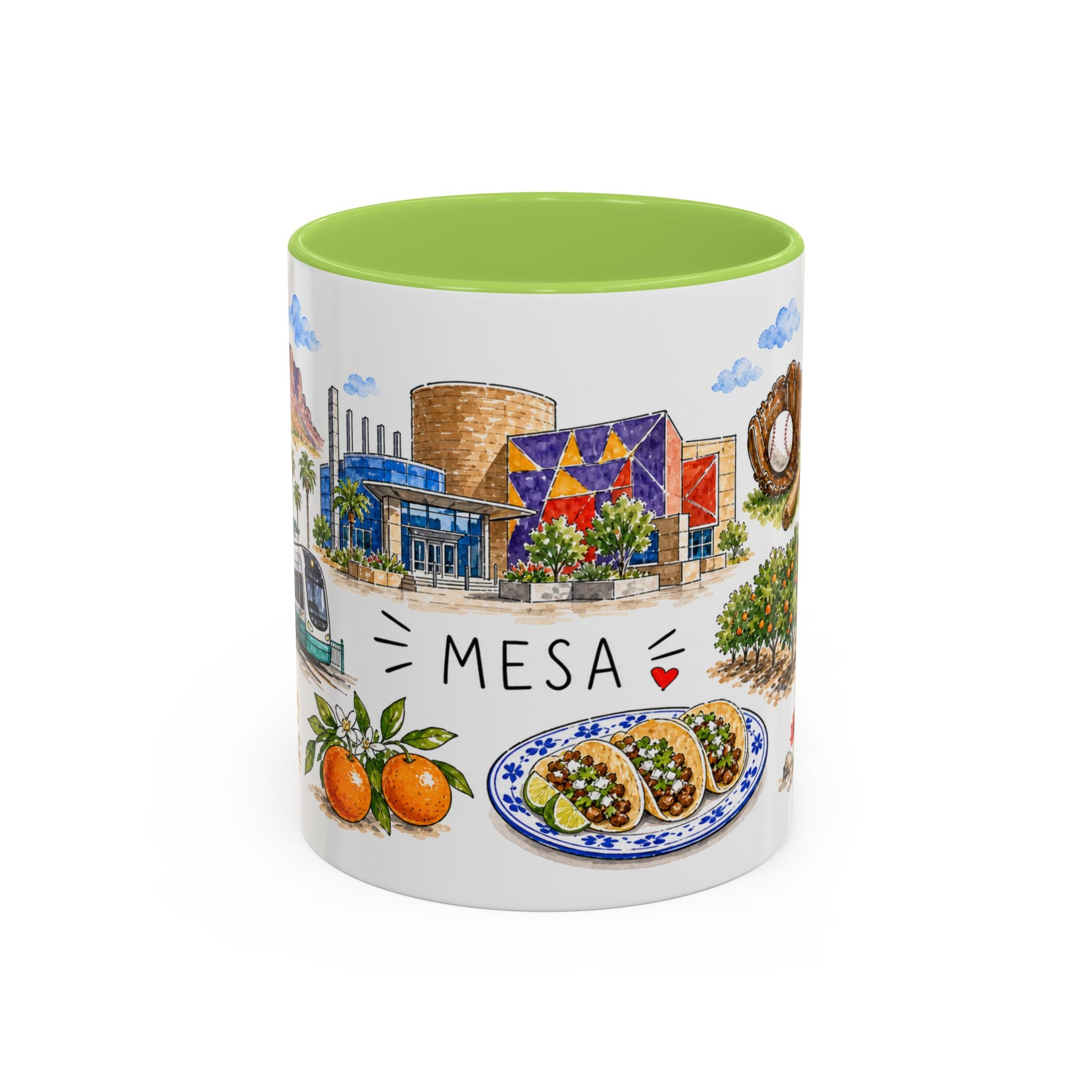Mesa Illustrated Travel Mug | City Souvenir Accent Coffee Mug | 11oz 15oz Ceramic Cup