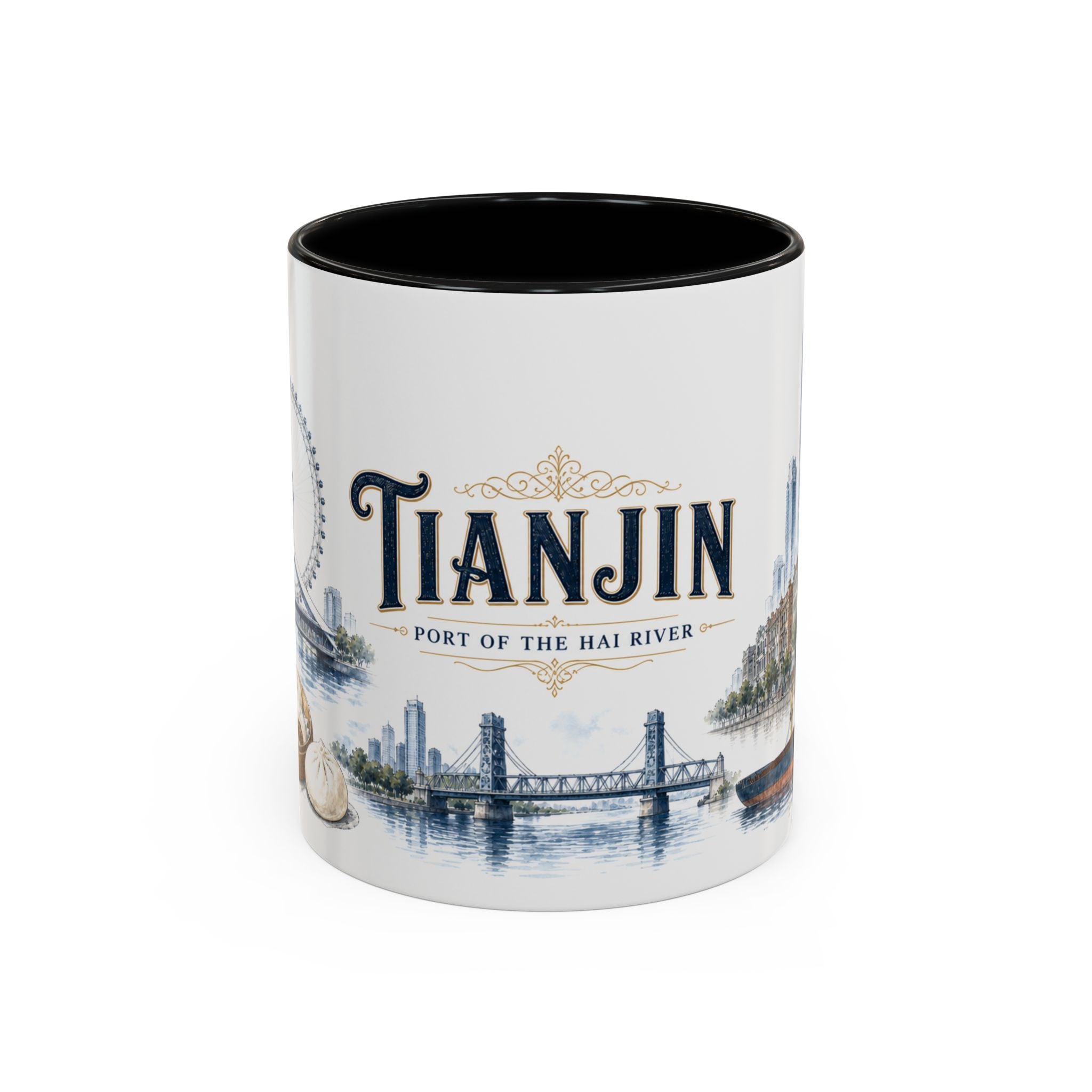 Tianjin Coffee Mug | China Travel Souvenir | Vintage Illustrated City Gift | 11 oz 15 oz Accent Mug