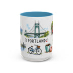 Portland Illustrated Travel Mug | City Souvenir Accent Coffee Mug | 11oz 15oz Ceramic Cup