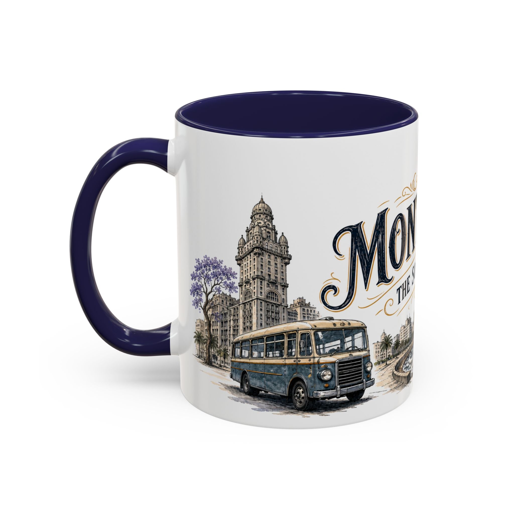 Montevideo Coffee Mug | Uruguay Travel Souvenir | Vintage Illustrated City Gift | 11 oz 15 oz Accent Mug